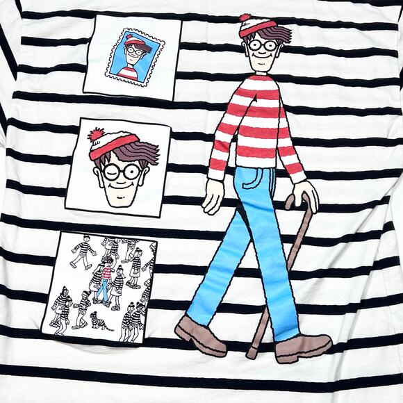 Zara Where's Wally Waldo Shirt Striped White Black Youth Size XL Adult XS - Picture 4 of 6